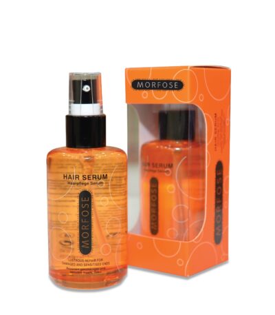Morfose Argan Hair Serum 75 ml, med sin orange etikett och matchande låda, är idealisk för kvinnor som söker ultimat reparation. Dess spraytopp riktar sig exakt mot skadade och sensibiliserade hårtoppar, vilket säkerställer vitaliserade hårstrån för både män och kvinnor.